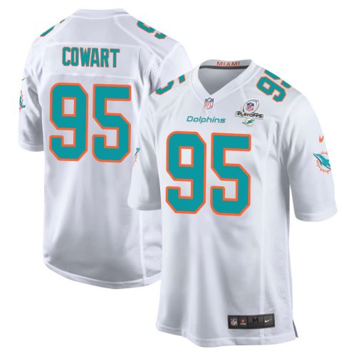 Byron Cowart 95 Miami Dolphins 2023 Playoffs Patch Game Men Jersey - White