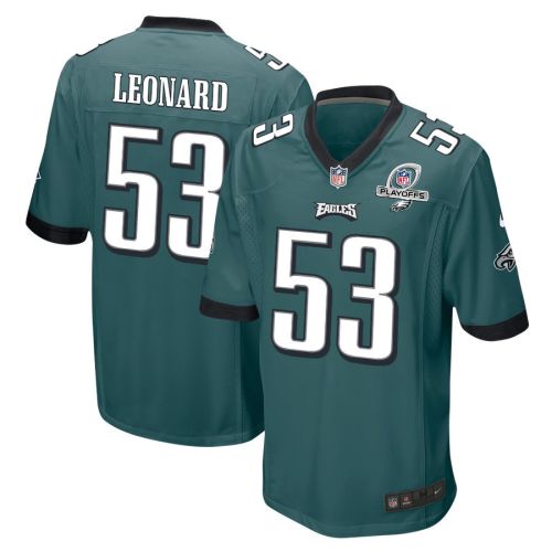 Shaquille Leonard 53 Philadelphia Eagles 2023 Playoffs Patch Game Men Jersey - Midnight Green