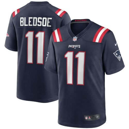 Drew Bledsoe 11 New England Patriots Men Game Retired Jersey - Navy