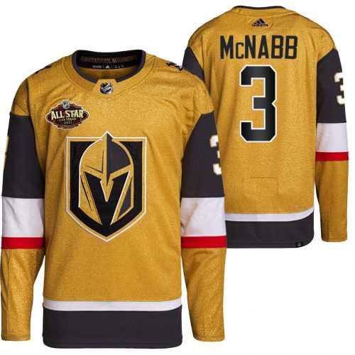 Men Vegas Golden Knights 3 Brayden McNabb Primegreen Gold Jersey 2023 All-Star Jersey