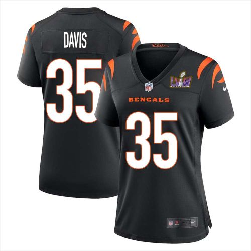 Jalen Davis 35 Cincinnati Bengals Super Bowl LVIII Women Home Limited Jersey - Black