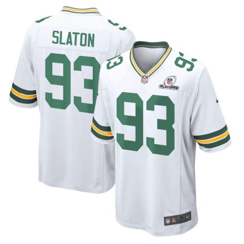 T.J. Slaton 93 Green Bay Packers 2023 Playoffs Patch Game Men Jersey - White