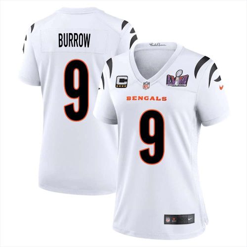 Joe Burrow 9 Cincinnati Bengals Super Bowl LVIII Women Away Limited Jersey - White