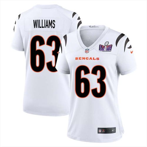 Bobbie Williams 63 Cincinnati Bengals Super Bowl LVIII Women Away Limited Jersey - White