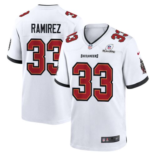 Jose Ramirez 33 Tampa Bay Buccaneers 2023 Playoffs Patch Game Men Jersey - White