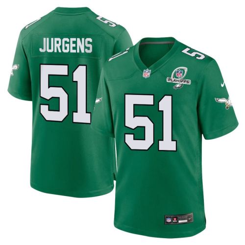 Cam Jurgens 51 Philadelphia Eagles 2023 Playoffs Patch Alternate Game Men Jersey - Kelly Green