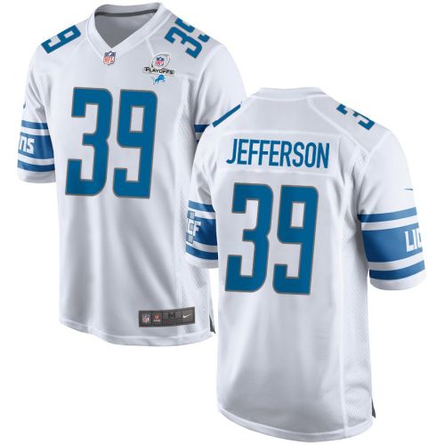 Jermar Jefferson 39 Detroit Lions 2023 Playoffs Patch Game Men Jersey - White