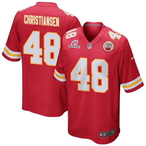 Cole Christiansen 48 Kansas City Chiefs 2024 Divisional Patch Game Men Jersey - Red