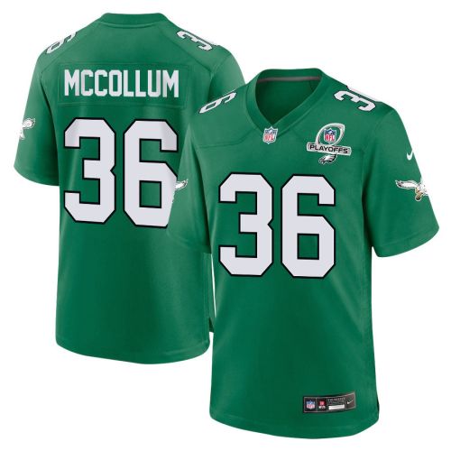 Tristin McCollum 36 Philadelphia Eagles 2023 Playoffs Patch Alternate Game Men Jersey - Kelly Green