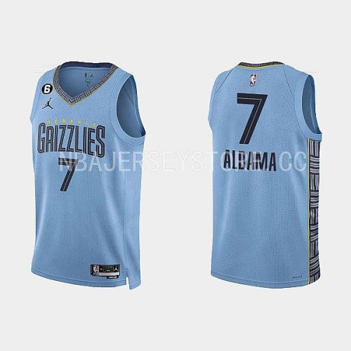 Memphis Grizzlies 7 Santi Aldama 2022-23 Statement Edition Light Blue Men Jersey