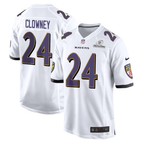 Jadeveon Clowney 24 Baltimore Ravens 2024 Divisional Patch Game Men Jersey - White