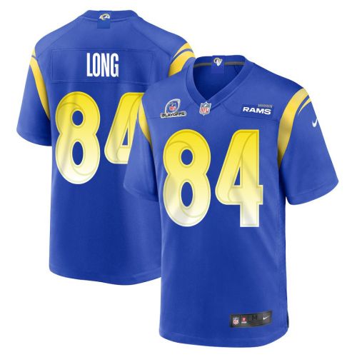 Hunter Long 84 Los Angeles Rams 2023 Playoffs Patch Game Men Jersey - Royal