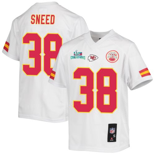 L'Jarius Sneed 38 Kansas City Chiefs Super Bowl LVII Champions Youth Game Jersey - White