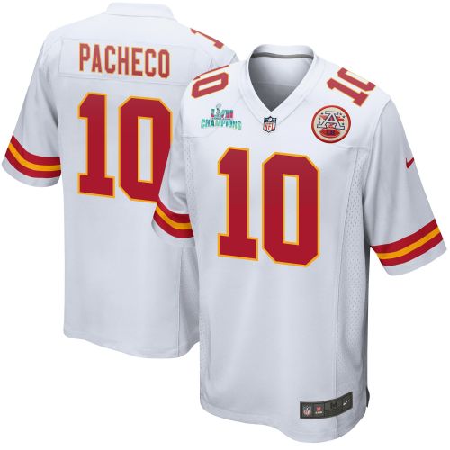 Isiah Pacheco 10 Kansas City Chiefs Super Bowl LVII Champions Men Game Jersey - White