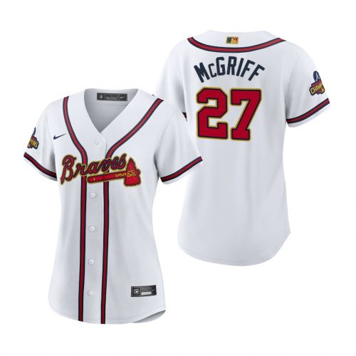 Women's Fred McGriff 27 Atlanta Braves White 2022-23 Gold Program Jersey