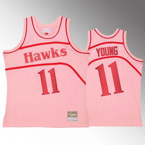 Atlanta Hawks Trae Young 11 Pink Space Knit Men Jersey Hardwood Classics