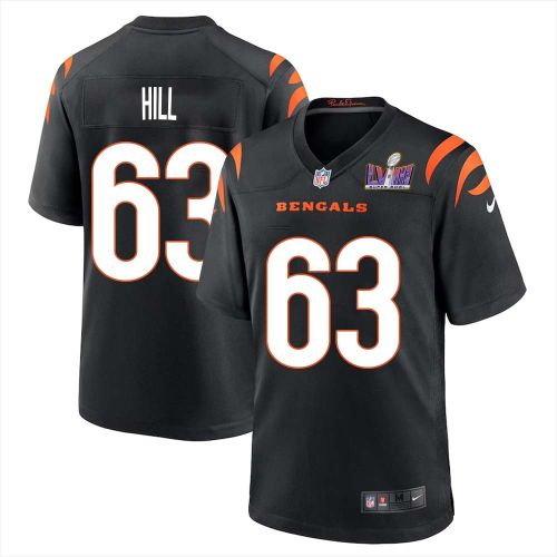 Trey Hill 63 Cincinnati Bengals Super Bowl LVIII Men Home Limited Jersey - Black