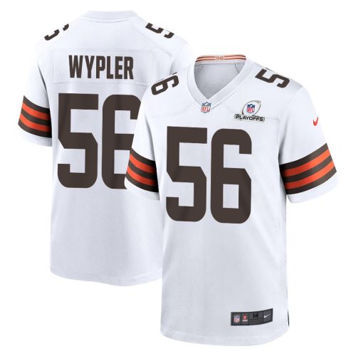 Luke Wypler 56 Cleveland Browns 2023 Playoffs Patch Game Men Jersey - White