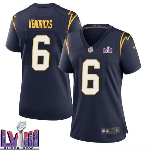 Eric Kendricks 6 Los Angeles Chargers Super Bowl LVIII Women Alternate Game Jersey - Navy