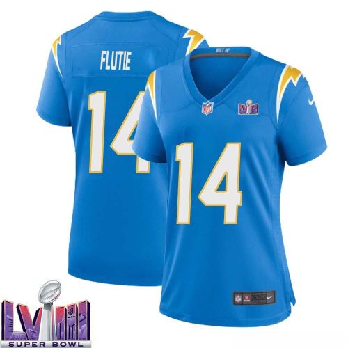 Doug Flutie 14 Los Angeles Chargers Super Bowl LVIII Women Home Game Jersey - Powder Blue