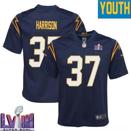 Rodney Harrison 37 Los Angeles Chargers Super Bowl LVIII YOUTH Alternate Game Jersey - Navy