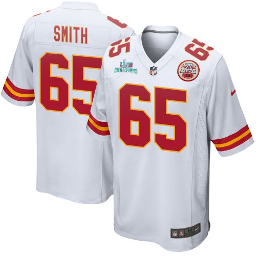 Trey Smith 65 Kansas City Chiefs Super Bowl LVII Champions Men Game Jersey - White