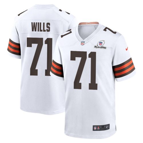 Jedrick Wills 71 Cleveland Browns 2023 Playoffs Patch Game Men Jersey - White