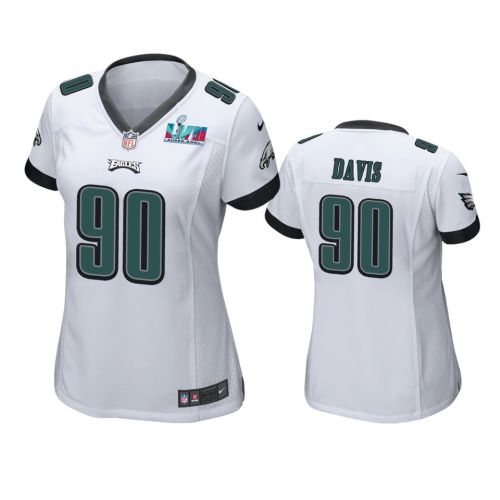 Jordan Davis 90 Philadelphia Eagles Super Bowl LVII White Game Jersey - Women