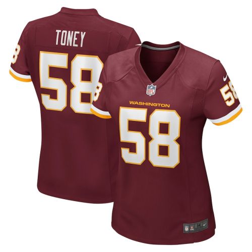 Shaka Toney 58 Washington Commanders Football Team Game Women Jersey - Burgundy