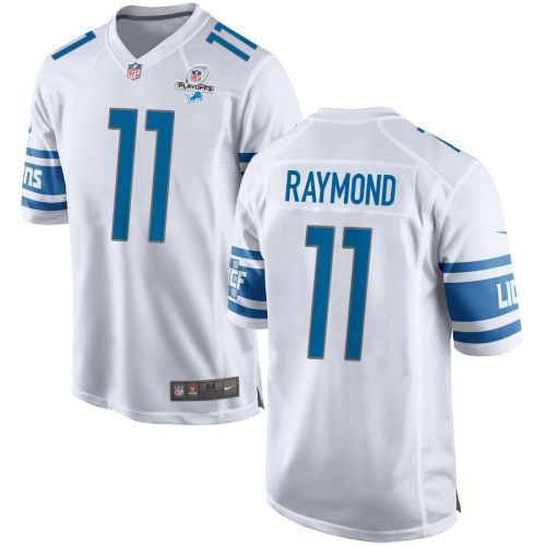 Kalif Raymond 11 Detroit Lions 2023 Playoffs Patch Game Men Jersey - White