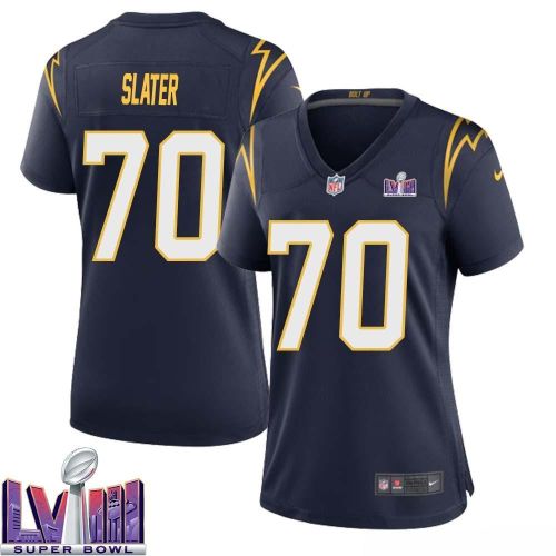 Rashawn Slater 70 Los Angeles Chargers Super Bowl LVIII Women Alternate Game Jersey - Navy