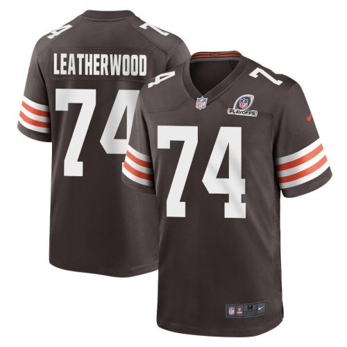 Alex Leatherwood 74 Cleveland Browns 2023 Playoffs Patch Game Men Jersey - Brown