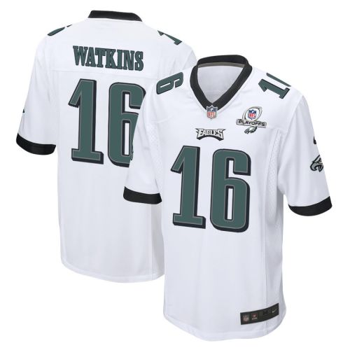 Quez Watkins 16 Philadelphia Eagles 2023 Playoffs Patch Game Men Jersey - White