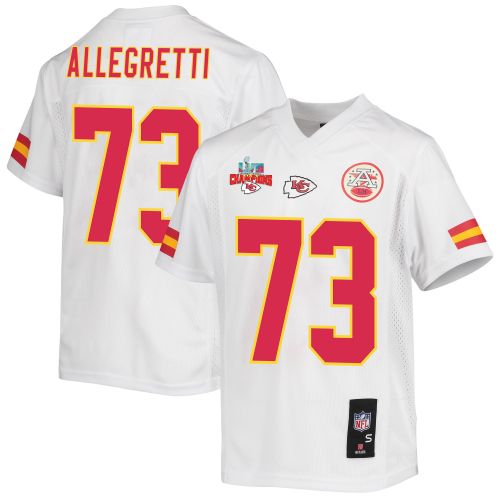 Nick Allegretti 73 Kansas City Chiefs Super Bowl LVII Champions 3 Stars Youth Game Jersey - White