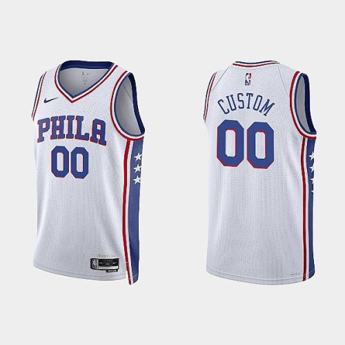 Philadelphia 76ers Custom 00 2022-23 Association Edition White Men Jersey Swingman