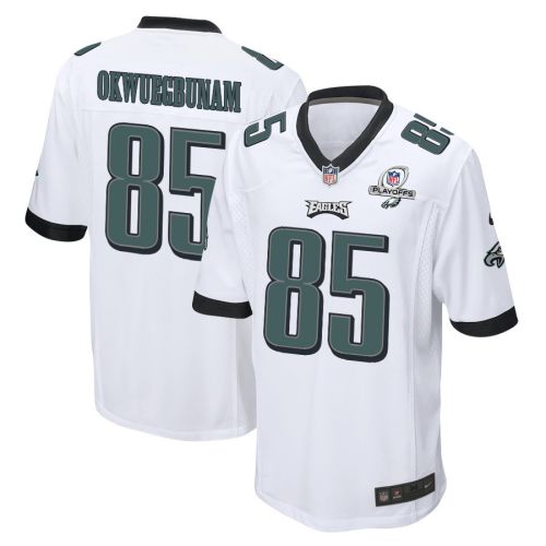 Albert Okwuegbunam 85 Philadelphia Eagles 2023 Playoffs Patch Game Men Jersey - White