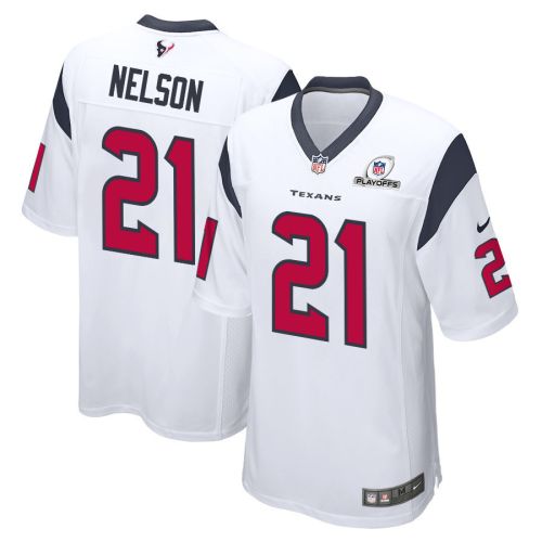 Steven Nelson 21 Houston Texans 2023 Playoffs Patch Game Men Jersey - White