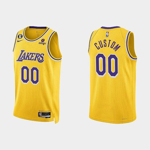 Los Angeles Lakers 00 Custom 2022-23 Icon Edition Gold Men Jersey