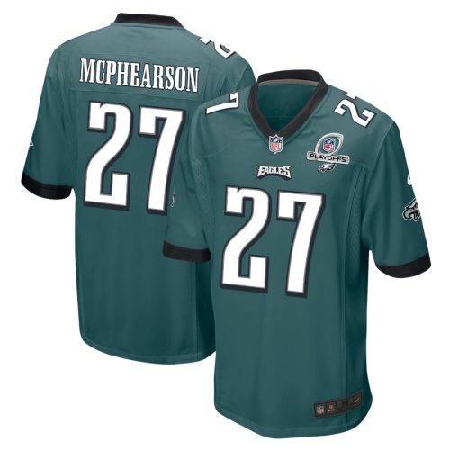 Zech McPhearson 27 Philadelphia Eagles 2023 Playoffs Patch Game Men Jersey - Midnight Green