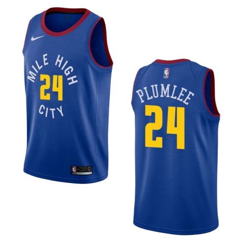 Men's Denver Nuggets 24 Mason Plumlee Statement Swingman Jersey - Blue