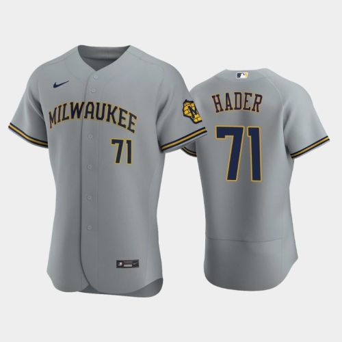 Milwaukee Brewers 71 Josh Hader Road Team Gray Jersey Jersey