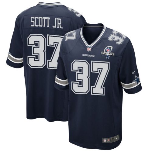 Eric Scott Jr. 37 Dallas Cowboys 2023 Playoffs Patch Game Men Jersey - Navy