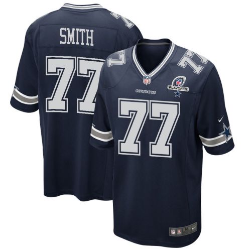 Tyron Smith 77 Dallas Cowboys 2023 Playoffs Patch Game Men Jersey - Navy