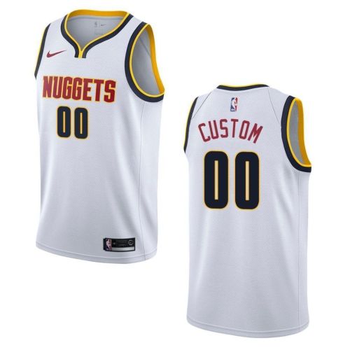 Men's Denver Nuggets 00 Custom Association Swingman Jersey - Wihte