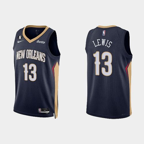 New Orleans Pelicans 13 Kira Lewis Jr. 2022-23 Icon Edition Navy Men Jersey