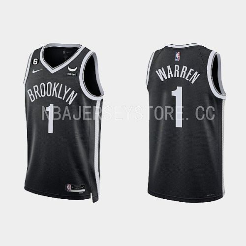 Brooklyn Nets 1 T.J. Warren 2022-23 Icon Edition Black Men Jersey