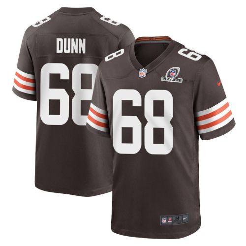 Michael Dunn 68 Cleveland Browns 2023 Playoffs Patch Game Men Jersey - Brown