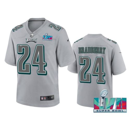 James Bradberry 24 Philadelphia Eagles Super Bowl LVII Youth Atmosphere Game Jersey - Gray