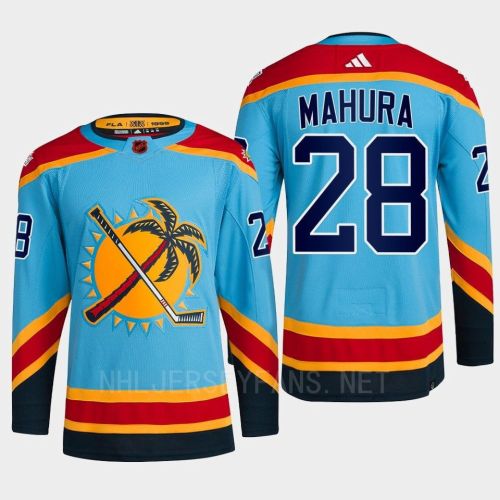 Florida Panthers 2023 Reverse Retro 2.0 Josh Mahura 28 Blue Primegreen Jersey Men's