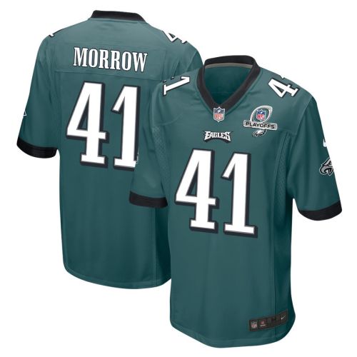 Nicholas Morrow 41 Philadelphia Eagles 2023 Playoffs Patch Game Men Jersey - Midnight Green